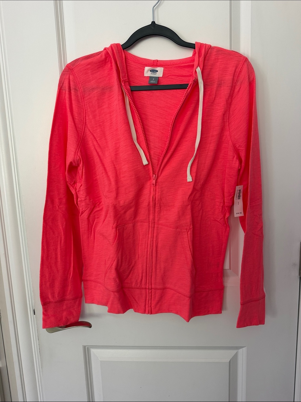 NWT Old Navy Bright Coral Zip Hoodie with Drawstring